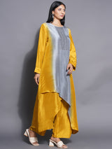 GOLDEN GREY PIN-TUCK KURTA SET