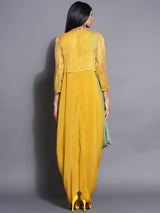 GOLDEN SAGE SHRUG WITH DHOTI DRAPE GOWN