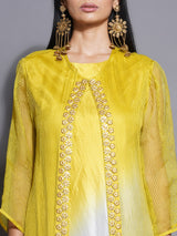 CITRINE CHARM ASYMMETRIC DRAPE DRESS WITH OVERLAY