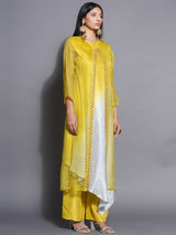 CITRINE CHARM ASYMMETRIC DRAPE DRESS WITH OVERLAY