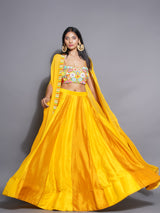 MARIGOLD MAJESTY FLORAL BEAD WORK LEHENGA SET
