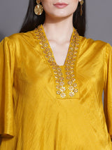 GOLDEN DUSK ASYMMETRIC DRAPE DRESS