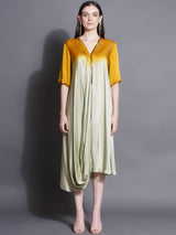 GOLDEN DUSK COWL DRAPE DRESS