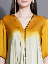 GOLDEN DUSK COWL DRAPE DRESS