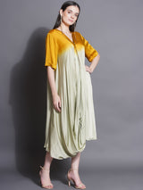 GOLDEN DUSK COWL DRAPE DRESS