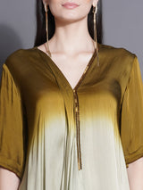 MEHNDI MIST COWL DRAPE DRESS