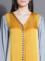 GREY GOLD CURVE HEM KURTA SET