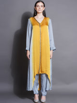 GREY GOLD CURVE HEM KURTA SET