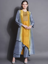 GREY GOLD PIN-TUCK KURTA SET