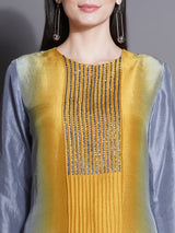 GREY GOLD PIN-TUCK KURTA SET