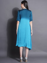 TEAL TIDE COWL DRAPE DRESS