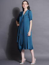 TEAL TOUCH COWL DRAPE DRESS
