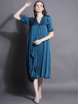 TEAL TOUCH COWL DRAPE DRESS