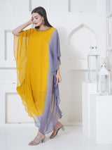 GOLDEN GREY ONE SIDE COWL KAFTAN