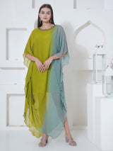 LIME DRIFT ONE SIDE COWL KAFTAN