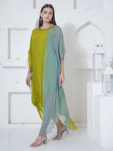 LIME DRIFT ONE SIDE COWL KAFTAN