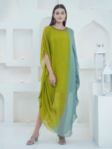 LIME DRIFT ONE SIDE COWL KAFTAN