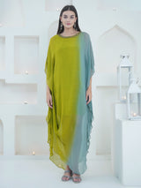 LIME DRIFT ONE SIDE COWL KAFTAN