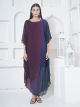 MIDNIGHT MERLOT ONE SIDE COWL KAFTAN