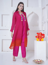 ROSY EMBER STRIGHT CUT BEADED OVERLAY WITH CO-ORD SET