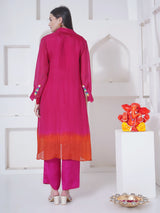 ROSY EMBER STRIGHT CUT BEADED OVERLAY WITH CO-ORD SET