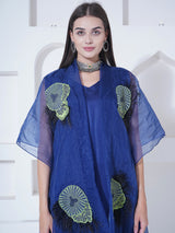 NAVY FETHER EDGE KAFTAN OVERLAY WITH CO-ORD SET