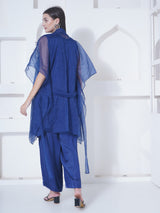 NAVY FETHER EDGE KAFTAN OVERLAY WITH CO-ORD SET