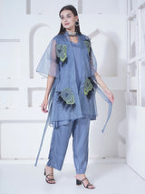 SMOKE FETHER EDGE KAFTAN OVERLAY WITH CO-ORD SET