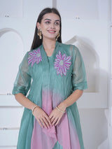 OCEAN BLUSH STATEMENT FLOWER EMBELISHED CAPE SET