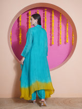 FIROZI FLAME TROPICAL MIRROR PEPLUM FLARE CAPE SET