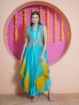 FIROZI FLAME PRINCESS FLARE SEQUINNNED CAPE SET