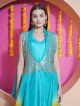 FIROZI FLAME PRINCESS FLARE SEQUINNNED CAPE SET