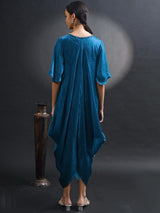 MIDNIGHT TEAL COCOON DRESS