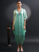 METALLIC TURQUOISE COCOON DRESS