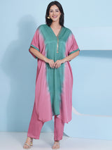 BLUSH BREEZE METAL MIRAGE KAFTAN SET