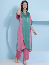 BLUSH BREEZE METAL MIRAGE KAFTAN SET