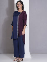NAVY & WINE ORIGAMY EDGE CO-ORD SET