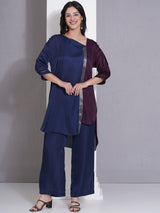 NAVY & WINE ORIGAMY EDGE CO-ORD SET