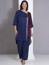 NAVY & WINE ORIGAMY EDGE CO-ORD SET