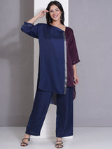 NAVY & WINE ORIGAMY EDGE CO-ORD SET