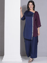 NAVY & WINE ORIGAMY EDGE CO-ORD SET