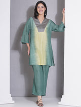 MARINE GLOW V-YOKE NECKLINE CO-ORD SET