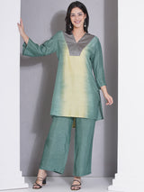 MARINE GLOW V-YOKE NECKLINE CO-ORD SET