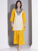 GOLDEN GLOW V-YOKE NECKLINE CO-ORD SET