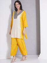 GOLDEN GLOW V-YOKE NECKLINE CO-ORD SET