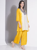 GOLDEN GLOW V-YOKE NECKLINE CO-ORD SET