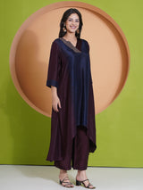 MIDNIGHT MERLOT PEACOCK CUT KURTA SET