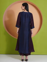 MIDNIGHT MERLOT PEACOCK CUT KURTA SET