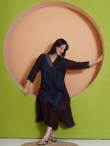 MIDNIGHT MERLOT PEACOCK CUT KURTA SET