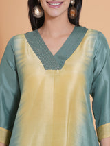 MARINE GLOW PEACOCK CUT KURTA SET